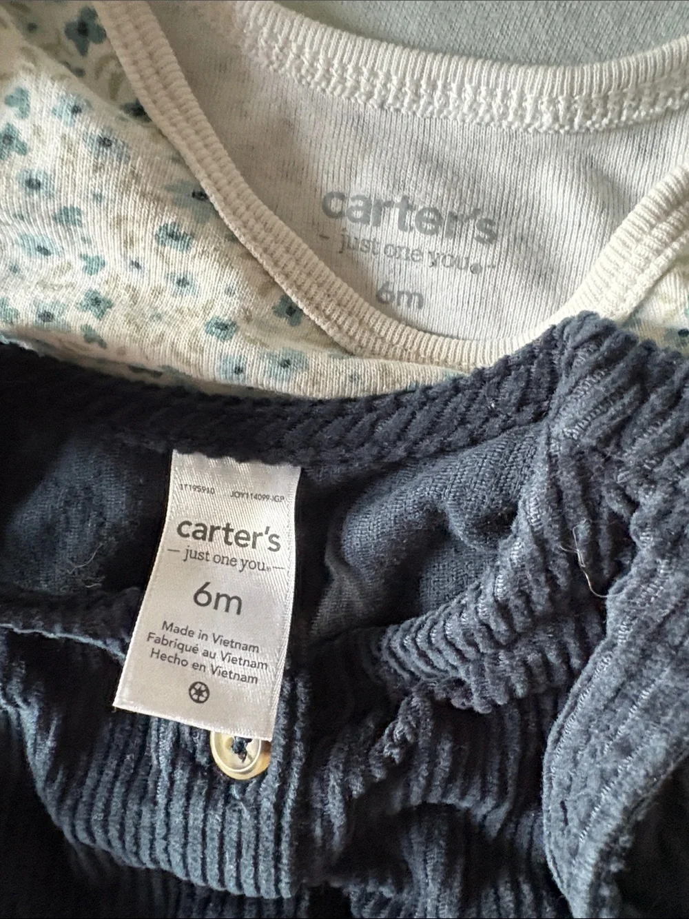 Carter’s Navy Corduroy Button-Front Dress with Floral Bodysuit
